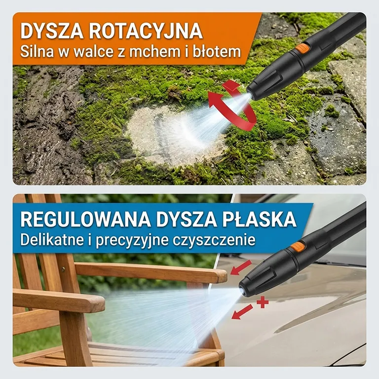 STIHL RE 80 X — dysza rotacyjna i regulowana dysza płaska